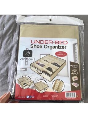 Amazon Ziz Home Beige Under-Bed Shoe Organizer with Clear Top